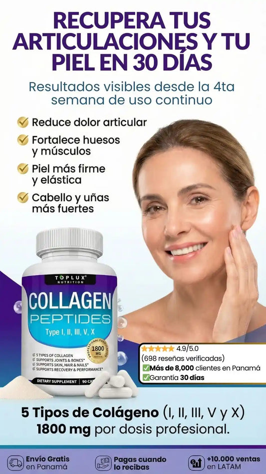 Collagen Peptides Toplux 5X – Fórmula Profesional 1800mg